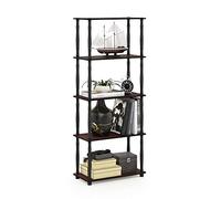 Furinno Turn-N-Tube Espositore multiuso a 5 livelli con tubi classici, Ciliegio scuro/Nero