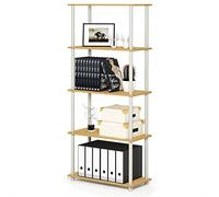 Furinno Turn-N-Tube Espositore multiuso a 5 livelli, faggio/bianco