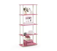 Furinno Turn-N-Tube Espositore multiuso a 5 livelli, rosa/bianco