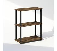Furinno Turn-N-Tube Espositore compatto multiuso a 3 ripiani, scaffalatura, libreria, Noce Columbia/Nero