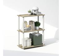 Furinno TURN-N-TUBE libreria, a 3 ripiani libreria, libreria con scaffale espositivo compatto multiuso, 29.5 x 59.9 x 75.2 cm, per soggiorno, camera da letto, ufficio domestico, Rovere Sonoma/Bianco