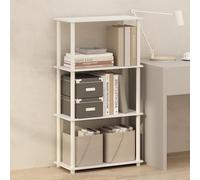 Furinno TURN-N-TUBE Libreria a 4 Ripiani, Libreria con Scaffale Compatto Multifunzione, per Soggiorno, Camera da Letto, Home Office, Bianco/Bianco
