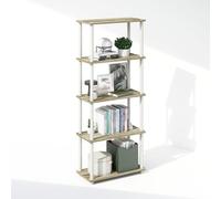 Furinno Turn-N-Tube - Libreria a 5 ripiani, con espositore compatto multiuso, 11,6 x 23,6 x 57,4 cm, per soggiorno, camera da letto, casa, ufficio, rovere Sonoma/bianco