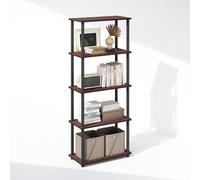 Furinno Turn-N-Tube Libreria a 5 ripiani, libreria con espositore compatto multiuso, 11,6 x 23,6 x 57,4, per soggiorno, camera da letto, casa, ufficio, ciliegia scuro/nero