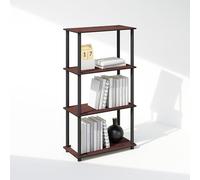 Furinno TURN-N-TUBE Libreria, Libreria a 4 Ripiani, Libreria con Espositore Compatto Multiuso, 29.5 x 60 x 109.7 cm, per Soggiorno, Camera da Letto, Studio, Ciliegio Scuro/Nero