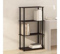 Furinno TURN-N-TUBE Libreria, Libreria a 4 Ripiani, Libreria con Espositore Compatto Multiuso, 29.5 x 60 x 109.7 cm, per Soggiorno, Camera da Letto, Studio, Noce Scuro