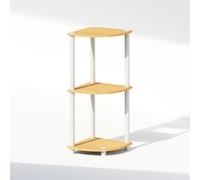 Furinno Turn-N-Tube 3 Ripiani Scaffale Angolare Multiuso, Scaffale Espositivo, Faggio/Bianco