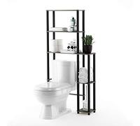 Furinno TURN-N-TUBE mensola sopra il WC, organizzatore da bagno a 5 ripiani sopra il WC, scaffali salvaspazio autoportanti, per bagno, rovere grigio