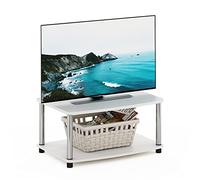 Furinno Turn-N-Tube No Tools Supporti TV rialzati a 2 livelli, Rovere Bianco/Acciaio Inossidabile