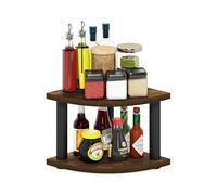 Furinno Turn-N-Tube Scaffale organizer angolare da bancone a 2 livelli, Pino Ambrato/Nero