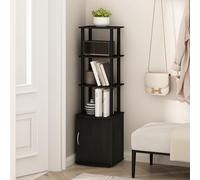 Furinno Turn-N-Tube - Scaffale a 4 ripiani con anta, porta TV, scaffale laterale per libri, libreria, per organizzazione e stoccaggio, soggiorno, casa, ufficio, Blackwood