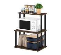 Furinno Turn-N-Tube Scaffale da Cucina a 3 Livelli Senza Attrezzi, Legno ingegnerizzato, Columbia Noce/Nero
