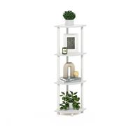 Furinno Turn-N-Tube Scaffale multiuso espositore angolare a 4 livelli, Bianco/Bianco