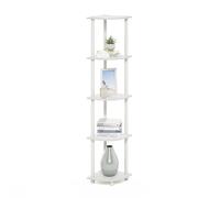 Furinno Turn-N-Tube Scaffale multiuso espositore angolare a 5 livelli, Bianco/Bianco