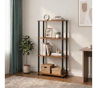 Furinno TURN-N-TUBE - Scaffale per libri, a 4 ripiani, ad angolo, senza attrezzi, per organizzazione e stoccaggio, soggiorno, camera da letto, ingresso, lavanderia, rovere ciliegio chiaro