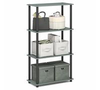 Furinno TURN-N-TUBE Scaffale Portaoggetti, Libreria A 4 Ripiani Senza Attrezzi, Mensola Angolare, Ripiani Aperti Senza Attrezzi, Per Organizzazione E Contenimento, Verde Salvia