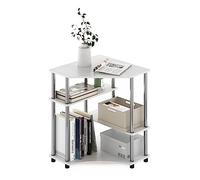 Furinno Turn-N-Tube Scrivania angolare salvaspazio con Ripiani, Legno ingegnerizzato, Quercia Bianca/Acciaio Inossidabile, 79 (W) x 72.4 (H) x 57.2 (D) cm