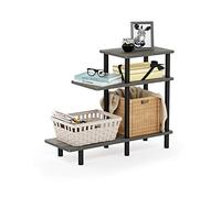 Furinno Turn-N-Tube Tavolino da Divano a 3 Livelli, Legno, Rovere Francese Grigio/Nero, 29.49 x 80 x 65.1 cm