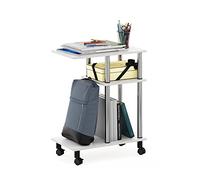 Furinno Turn-N-Tube Tavolino da Divano a Forma di U con rotelle, Legno ingegnerizzato, Rovere Bianco/Acciaio Inossidabile, 29.5(D) x 50(W) x 62.7(H) cm