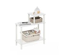 Furinno Turn-N-Tube Tavolino laterale rettangolare a 3 ripiani con ripiani aperti, Bianco/Bianco