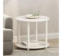 Furinno Turn-N-Tube Tavolino Rotondo Semplice a 2 Livelli in Legno, Bianco Marmo