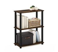 Furinno Turn-S-Tube Espositore compatto multiuso a 3 livelli con tubo quadrato, Pino ambrato/Nero