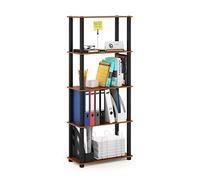 Furinno Turn-S-Tube Espositore multiuso a 5 livelli con tubi quadrati, Ciliegio chiaro/Nero