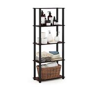 Furinno Turn-S-Tube Espositore multiuso a 5 livelli con tubi quadrati, Ciliegio scuro/Nero