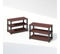 Furinno TURN-S-TUBE scaffale portaoggetti a 3 livelli, set di 2 scaffali impilabili, mensola d’angolo, libreria, per soggiorno, ufficio in casa, garage, ciliegio