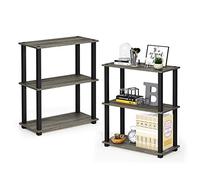 Furinno TURN-S-TUBE Scaffale Portaoggetti Set Di 2, Libreria A 3 Ripiani, Mensola Angolare, Ripiani Aperti Senza Attrezzi, Tubi Quadrati, Per Organizzazione E Contenimento, Rovere Francese