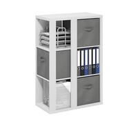 Furinno VIOLA Libreria A 3 Ripiani, Libreria Portaoggetti A Cubi Con Ripiano Aperto, Con Contenitori, Per Soggiorno, Camera Da Letto, Ufficio Domestico, Bianco/Grigio Chiaro