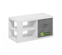 Furinno VIOLA Tavolino da caffè, tavolino da caffè moderno a 3 livelli con piano spesso 1,2, tavolino laterale con ripiano aperto e vano contenitore, Bianco/Grigio chiaro