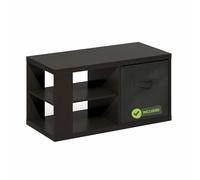 Furinno VIOLA Tavolino da caffè, tavolino da caffè moderno a 3 livelli con piano spesso 1,2, tavolino laterale con ripiano aperto e vano contenitore, Rovere scuro