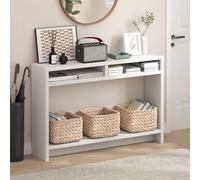 Furinno VIOLA tavolo da ingresso, consolle stretta a 3 ripiani con struttura extra spessa e mensola contenitiva, tavolo da divano da 47.2" di larghezza, ingresso, bianco