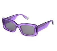 Furla SFU630V 0C52 Women's Rectangular Sunglasses - Transparent Shiny Violet Frame, Smoke Grey Lenses