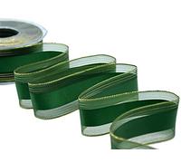 Furlanis - Baccarat Bordi Rame E Fascia Centrale In Raso, Nastro Decorativo Per Confezioni Regalo, Natale, Bomboniere, Matrimoni - Verde Inglese, 40 mm x 25 m