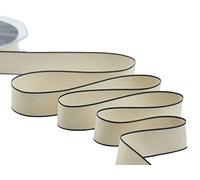 Furlanis - Doppio Raso Opaco Con Bordi Neri, Nastro per Decorazioni, Pacchi Regalo, Bomboniere - Beige, 25 mm x 20 m