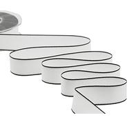 Furlanis - Doppio Raso Opaco Con Bordi Neri, Nastro per Decorazioni, Pacchi Regalo, Bomboniere - Bianco Naturale, 25 mm x 20 m