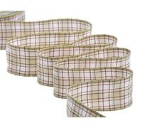 Furlanis - Kilt Scozzese, Nastro Natalizio A Quadretti, Tessuto Italiano - Beige/Rosso, 40 mm x 20 m