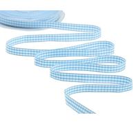 Furlanis - Nastro A Quadretti Bamby, Nastro per Decorazioni Natale, Pacchi Regalo, Tessuto Italiano - Azzurro Baby, 10 mm x 25 m
