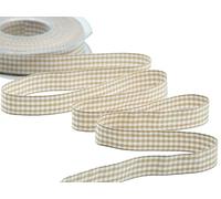 Furlanis - Nastro A Quadretti Bamby, Nastro per Decorazioni Natale, Pacchi Regalo, Tessuto Italiano - Beige, 15 mm x 25 m