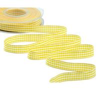 Furlanis - Nastro A Quadretti Bamby, Nastro per Decorazioni Natale, Pacchi Regalo, Tessuto Italiano - Giallo Oro, 15 mm x 25 m