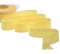 Furlanis - Nastro A Quadretti Bamby, Nastro per Decorazioni Natale, Pacchi Regalo, Tessuto Italiano - Giallo Oro, 25 mm x 25 m