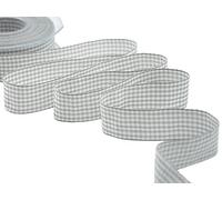 Furlanis - Nastro A Quadretti Bamby, Nastro per Decorazioni Natale, Pacchi Regalo, Tessuto Italiano - Grigio Perla, 25 mm x 25 m