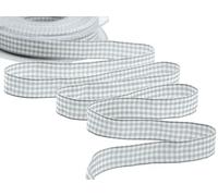 Furlanis - Nastro A Quadretti Bamby, Nastro per Decorazioni Natale, Pacchi Regalo, Tessuto Italiano - Grigio Perla, 15 mm x 25 m