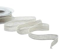Furlanis - Nastro Decorativo In Lino Con Bordi Colorati E Rame, Nastro Per Decorazioni, Pacchi Regalo, Bomboniere - Bianco Naturale, 20 mm x 15 m