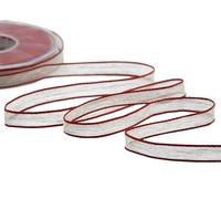 Furlanis - Nastro Decorativo In Lino Con Bordi Colorati E Rame, Nastro Per Decorazioni, Pacchi Regalo, Bomboniere - Rosso, 10 mm x 15 m