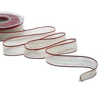 Furlanis - Nastro Decorativo In Lino Con Bordi Colorati E Rame, Nastro Per Decorazioni, Pacchi Regalo, Bomboniere - Rosso, 20 mm x 15 m