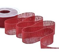 Furlanis - Nastro Decorativo in Puro Lino, per Decorazioni e Confezioni, Tessuto Italiano - Rosso, 45 mm x 15 m
