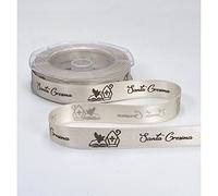 Furlanis - Nastro Doppio Raso Stampa Santa Cresima, Tessuto Italiano - Avorio, 16 mm x 10 m